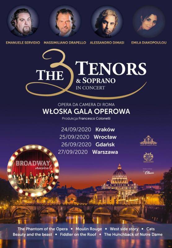The 3 Tenors & Soprano - Broadway Musicals w Warszawie