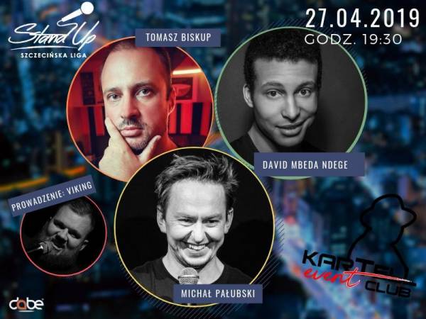 Szczecińska Liga Stand-Up: Michał Pałubski, Tomasz Biskup, David Mbeda Ndege