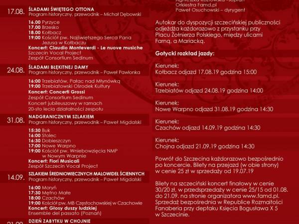 X Jubileuszowy Letni Festiwal Wędrowny Na Gotyckim Szlaku 2019 - Szczecin