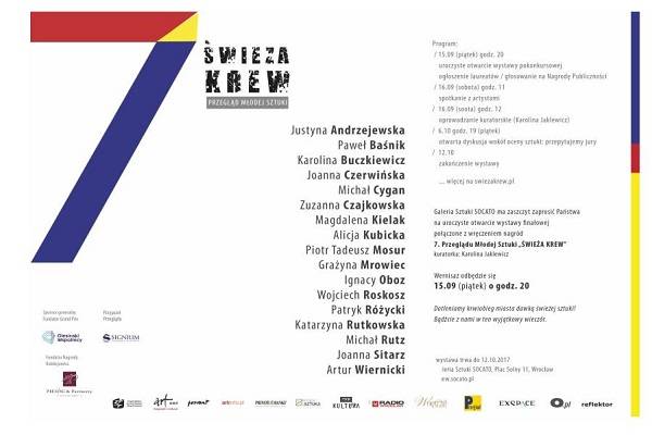 Wystawa finałowa VII Przeglądu Młodej Sztuki pt. Świeża Krew: Wrocław