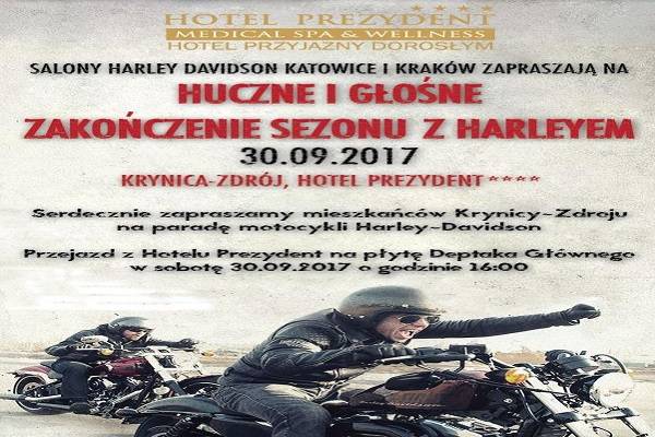 Parada motocykli Harley Davidson w Krynicy-Zdroju