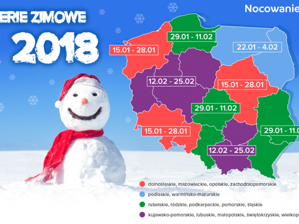 Terminy ferii zimowych 2018