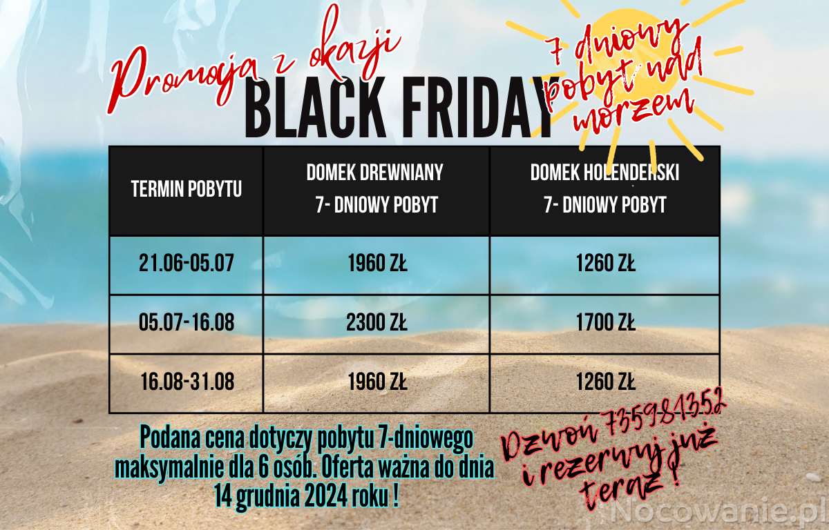 Promocja z okazji „Black Friday” na wakacje 2025! 
