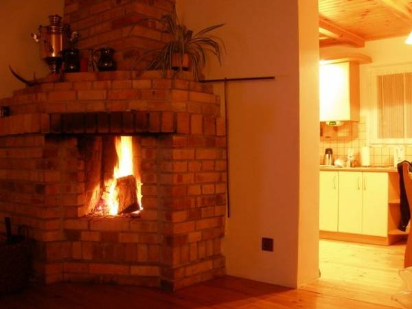 Kominek w pokoju dziennym.