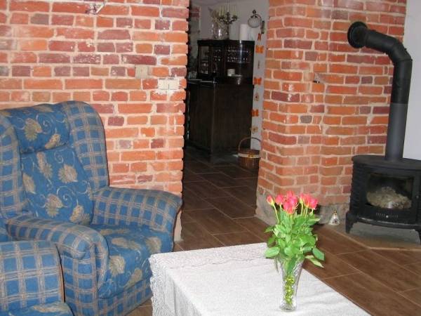 Salonik kominkowy w piwnicy