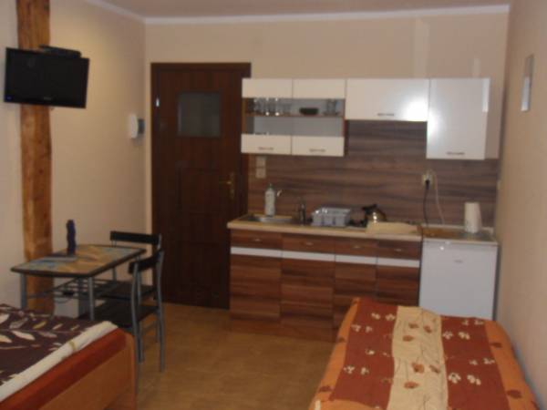 pokój dwuosobowy z łazienką i aneksem kuchennym