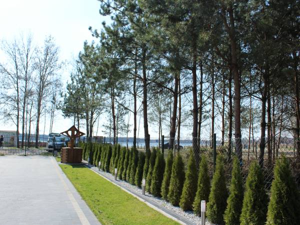 widok z domu na jezioro