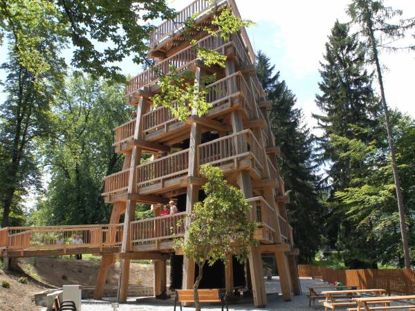 Tężnia. Najwyższa w Polsce tężnia stożkowa 24 m.
Głuchołazy 4 km.