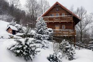 Domek Drewniany Z Kominkiem