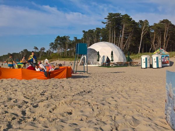 Plaża Rusinowo, ścieżka rowerowa między jeziorem Kopań i morzem