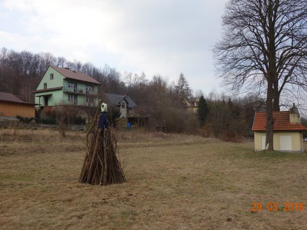 Harbutowice. Bargłówka.Wielkoczwartkowy zwyczaj palenia "Judasza"