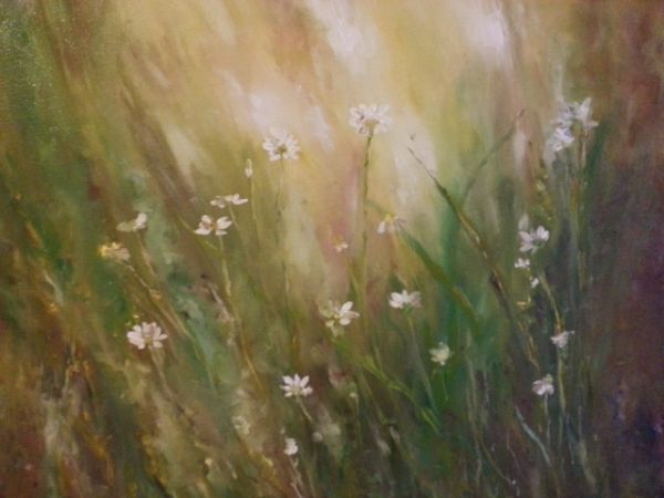 Droblin obraz olejny margerytki namalowala Elzbieta Maluch Miechowicz