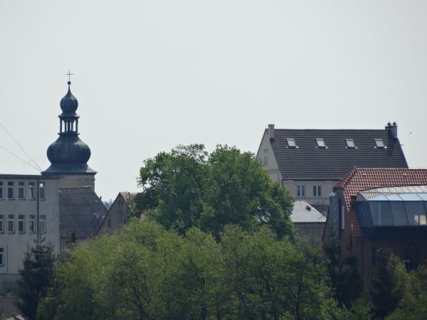 Sępólno Krajeńskie - widok miasta z kościołem.