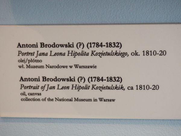 tabliczka pod portretem hr. Kozietulskiego.