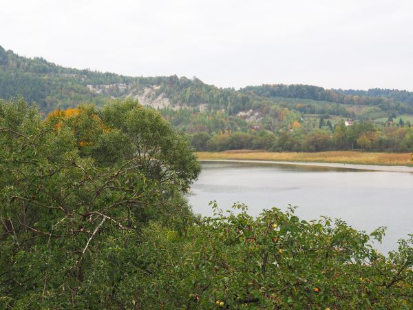 Jezioro Myczkowskie - nazywane też : Zalew Myczkowiecki, dalej po lewej wzgórze Koziniec - 527m npm, pod jego szczytem duży kamieniołom piaskowca.