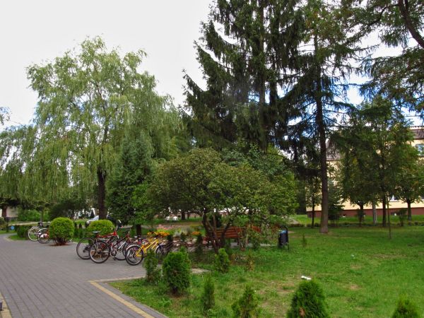 Teren zielony przy bloku mieszkalnym na ulicy Słowackiego 5