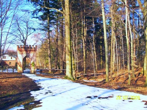 Zabytkowa brama wejściowa do lasu w Lipnie