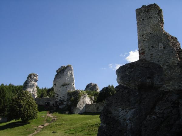 ZAMEK  OGRODZIENIEC  znajduje się w osadzie  Podzamcze , około 2 km na wschód od miejscowosci  Ogrodzieniec.