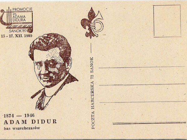 ze zbiorów prywatnych: kartka pocztowa okolicznościowa. Urodzony w tej wsi, bas wszechczasów występował w roli "Wilhelma Tella", "Borysa Godunowa" a z Lilianą Z