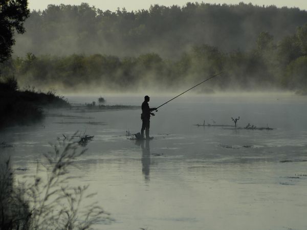 Świt w środku lata.
Mgła się podnosi i wyłania się wędkarz.
Pełne zaskoczenie: stoi na środku rzeki.
Jak to możliwe.
Powoli mgła odsłania tajemnice.
A Słoń