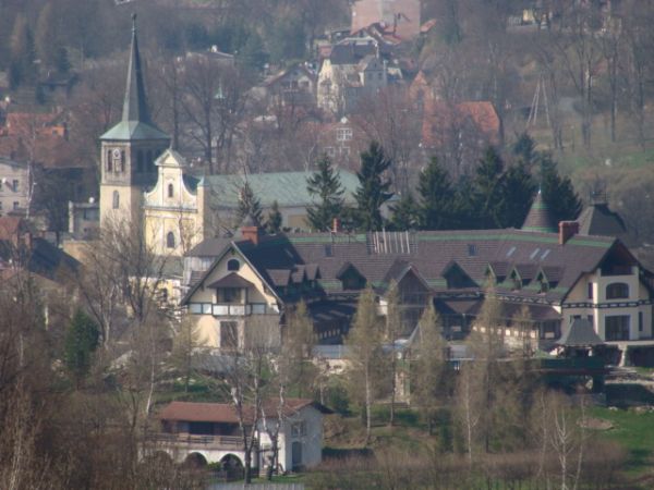 Panorama Dusznik z widokiem na Kościół