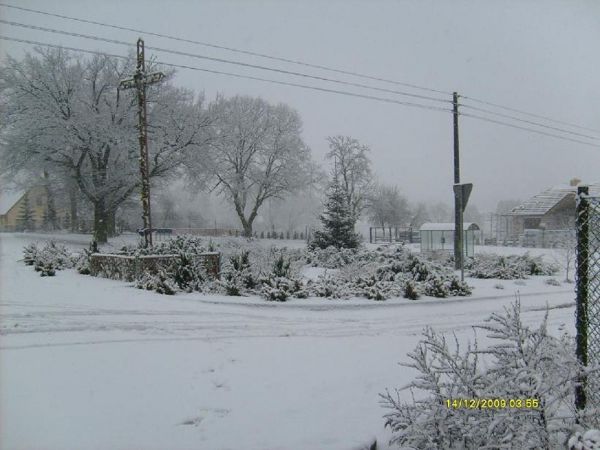 Ownice , rondo w zimowej szacie.