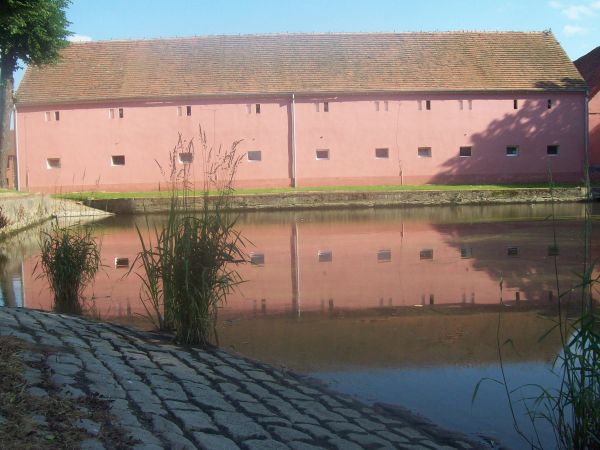 Budziszów Wielki, zabudowania przy stawie