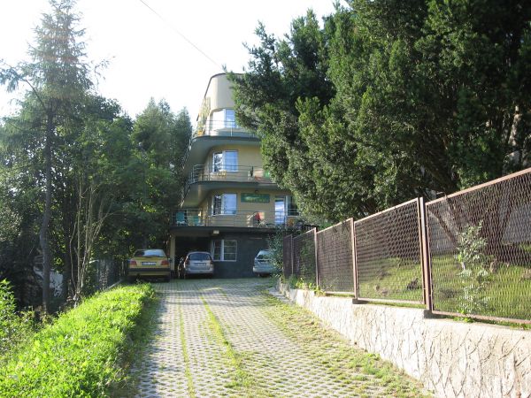 Willa Żółta Róża w Krynicy Zdroju. Położona jest w zacisznej okolicy, około 600 m od centrum miasta, na zboczu góry, pod ścianą lasu, pomiędzy polanami i źródła