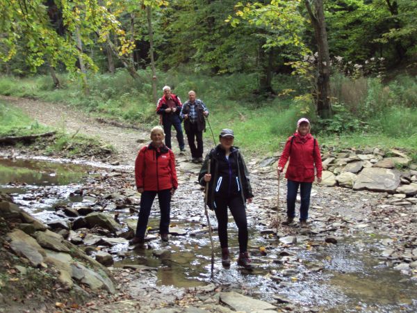 "... czy pogoda, czy też błoto - maszeruje się z ochotą ! ", tu "Szlakiem Siedmiu Potoków" - chcieliśmy, to mamy - dobrze że nie wezbrane,  w drodze z Myczkowa