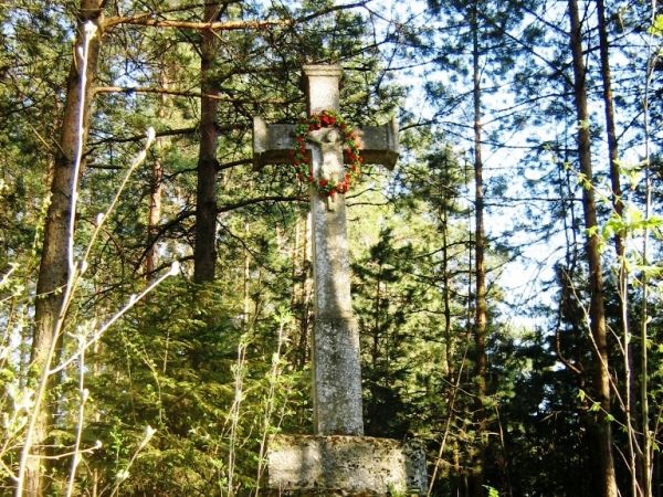 Kamienny krzyż wykonany przez kamieniarzy z Brusna.
Stąd nazwa krzyże bruśnieńskie, których w Hycie i na Roztoczu, wiele.