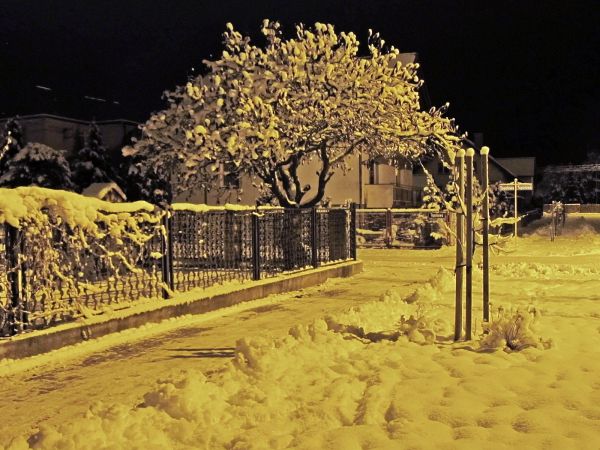 Zimową i wieczorną porą na Słonecznej
