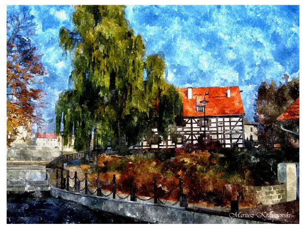 Biały spichrz nad Brdą