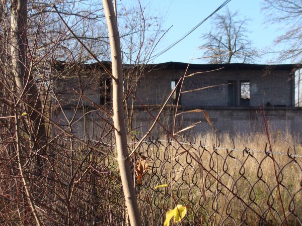 Zniszczony budynek dawnego TKKF (Towarzystwo Krzewienia Kultury Fizycznej) na terenie przystani wojskowej. Zdj. wyk. 14.11.2010 r.