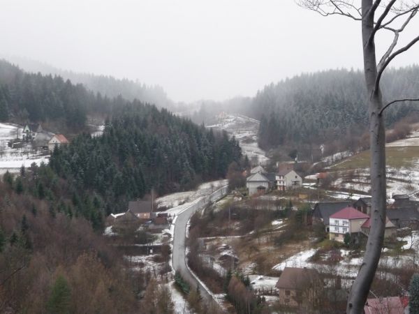 Fragment górnej części Harbutowic.Hornikówka,Kozakówka,Tondyrówka, Widok z Chodnikowskiej Góry.