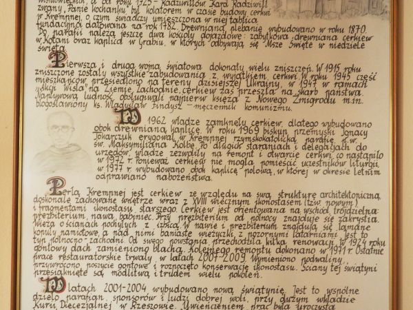 rys dziejowy - tam o nowym kościele ale i silnym akcentem na cerkiew, bo ta świątynia przez lata wiernym służyła.