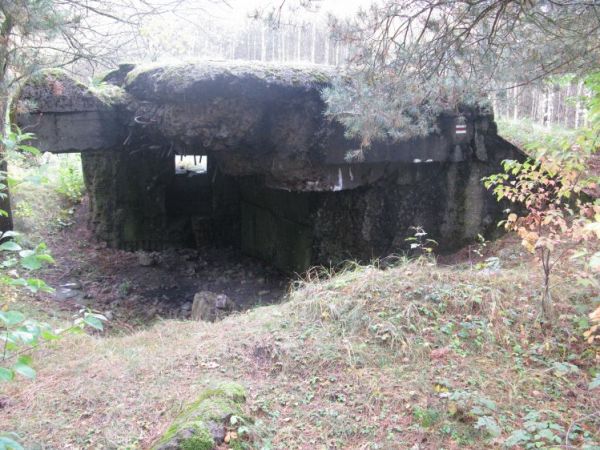 Schron nr 12. Odcinek Przedmoście Bydgoszcz. Tradytor dwustronny. Widok od strony nieistniejącej strzelnicy nr 2.