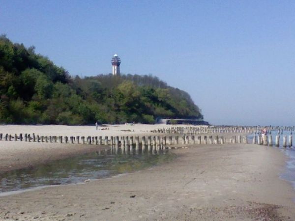 Widok z plaży na latarnie. Maj 2008