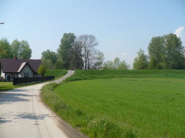 Południowa część Brzostkowa - jeszcze chwila a za wałem zobaczymy Wisłę !