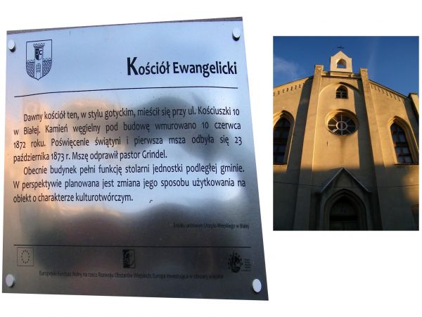 Kościół Ewangelicki  w którym jest zakład stolarski