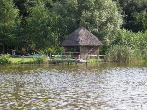 Kiełpino - Widok od jeziora na gospodarstwo agroturystyczne - gryl