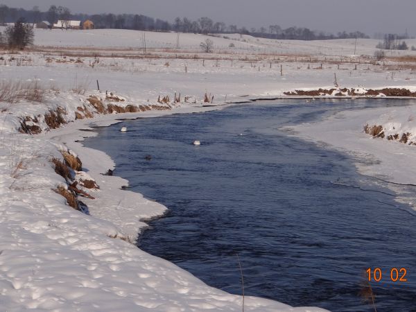 Widok na rzekę Pasłęke zdjęcie z mostu