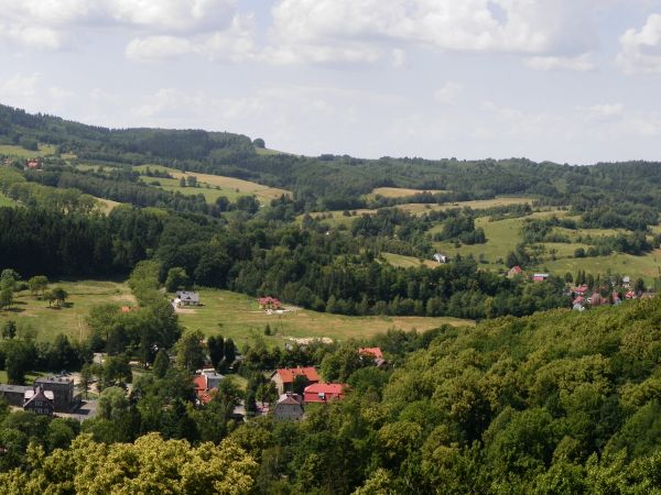 Żagórze Śląskie widok z wieży zamkowej .