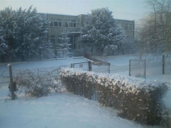 Widok na budynek dawnej Szkoły Podstawowej w Rożnowie