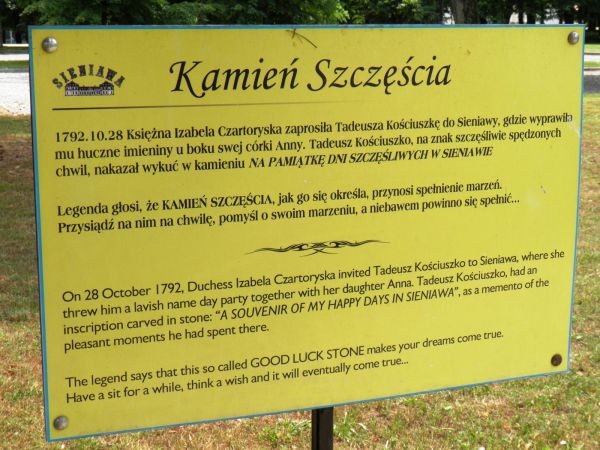 Tablica informująca o epizodzie z życia Tadeusza Kościuszki.