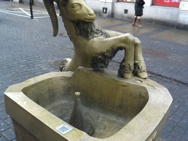 Uliczny zdrój z Koziołkiem.