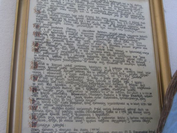 Z przeszłości kościoła w Hoczwi...