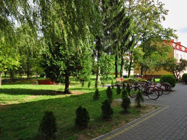 Teren zielony przy bloku mieszkalnym na ulicy Słowackiego 5