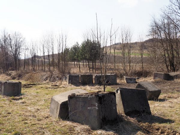 bloki żelbetowe - na prawym brzegu Pielnicy, co to i do czego ? - kiedyś się dowiemy...