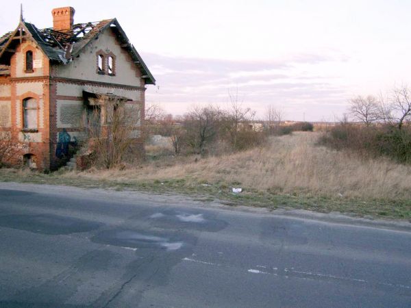 Pozostałości po torowisku i przejeździe kolejowym na trasie Głogów - Szlichtyngowa