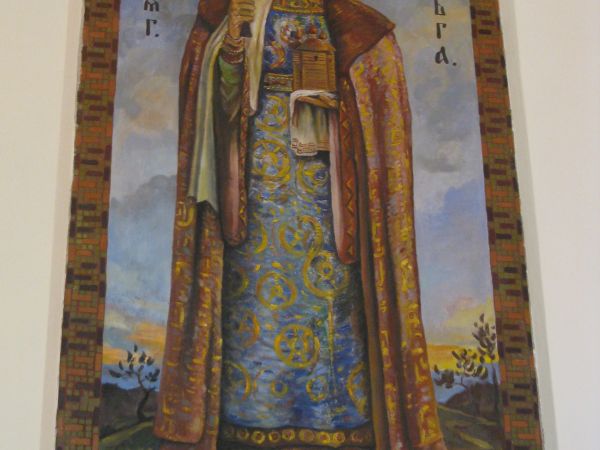 na obrazie / ikonie : święta księżna Olga /współczesne/.